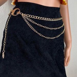 Gold Moon Metal Triple Chain Belt Body Chain